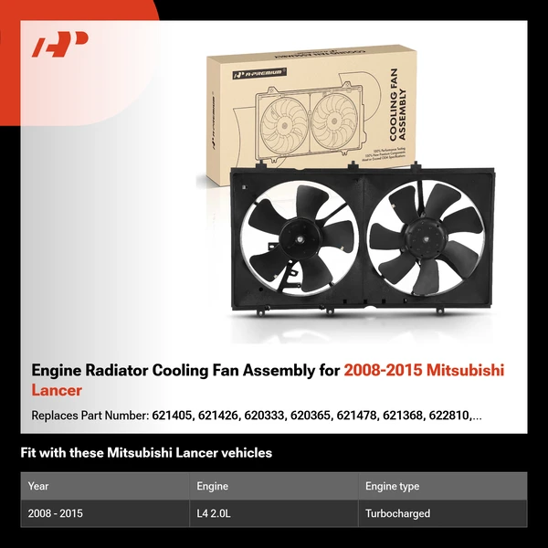 Engine Radiator Cooling Fan Assembly for 2008-2015 Mitsubishi Lancer