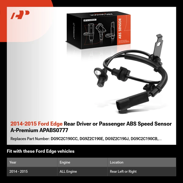 2014-2015 Ford Edge Rear Driver or Passenger ABS Speed Sensor A-Premium APABS0777