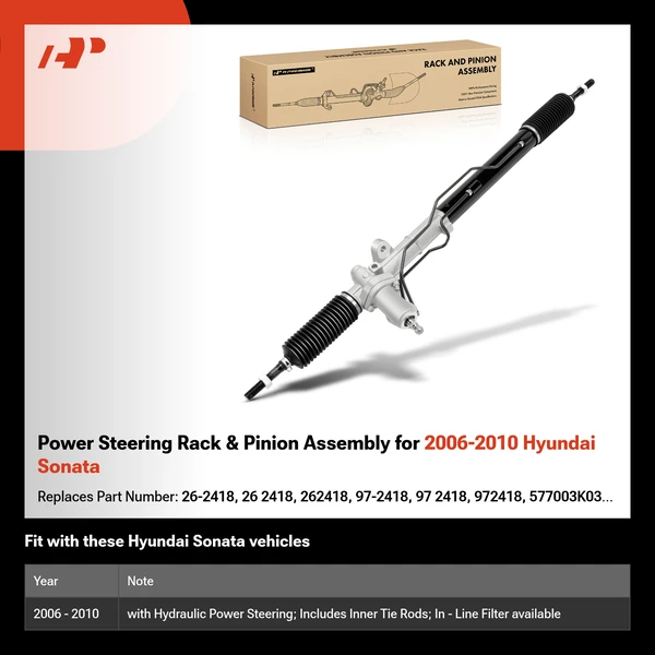 Power Steering Rack & Pinion Assembly for 2006-2010 Hyundai Sonata