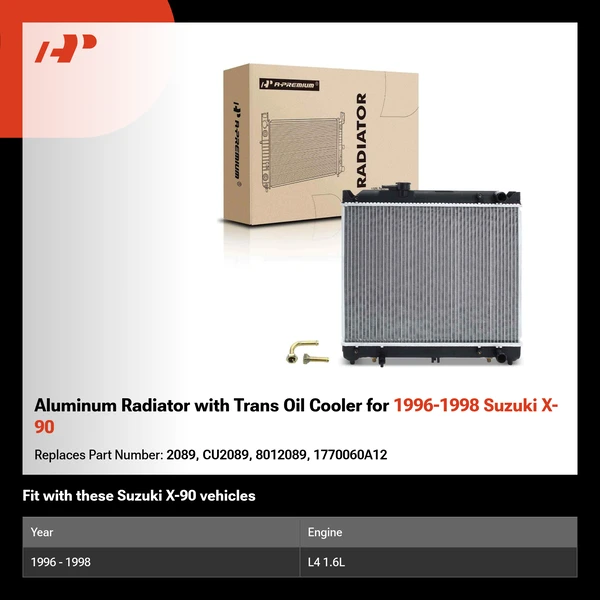 Aluminum Radiator with Trans Oil Cooler for 1996-1998 Suzuki X-90