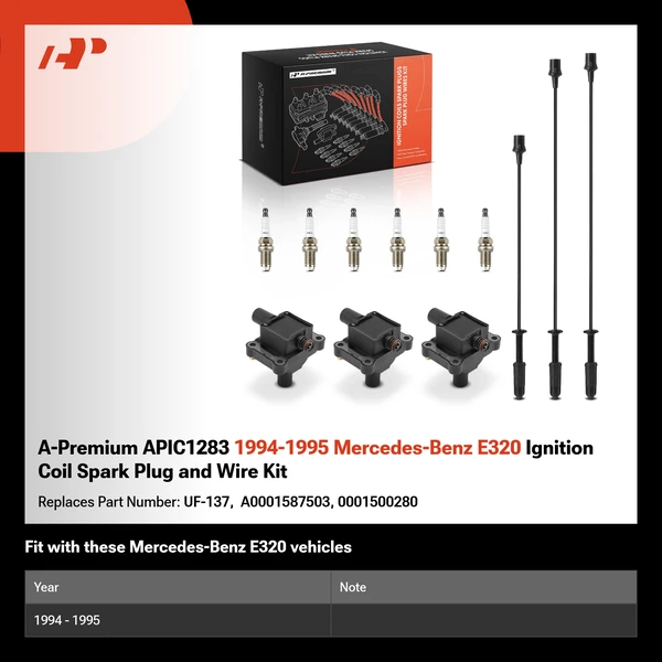 A-Premium APIC1283 1994-1995 Mercedes-Benz E320 Ignition Coil Spark Plug and Wire Kit