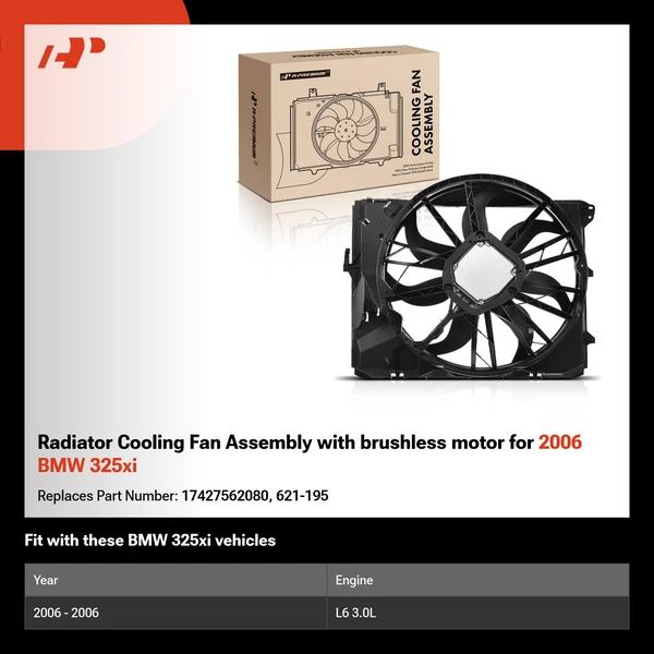 Radiator Cooling Fan Assembly with brushless motor for 2006 BMW 325xi