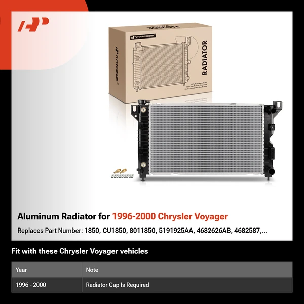 Aluminum Radiator for 1996-2000 Chrysler Voyager