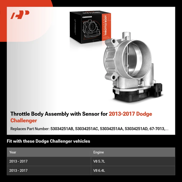 Throttle Body Assembly with Sensor for 2013-2017 Dodge Challenger