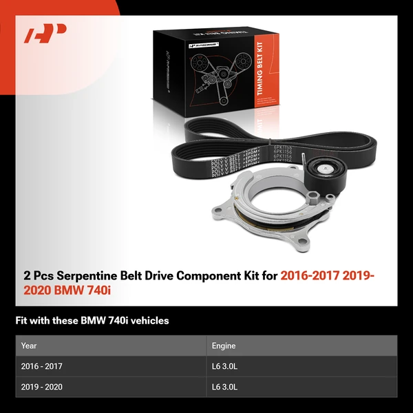 2 Pcs Serpentine Belt Drive Component Kit for 2016-2017 2019-2020 BMW 740i