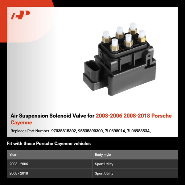 Air Suspension Solenoid Valve for 2003-2006 2008-2018 Porsche Cayenne