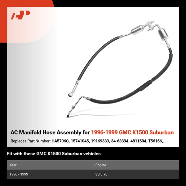 AC Manifold Hose Assembly for 1996-1999 GMC K1500 Suburban