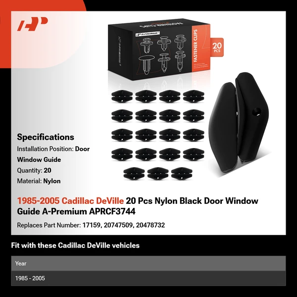 1985-2005 Cadillac DeVille 20 Pcs Nylon Black Door Window Guide A-Premium APRCF3744