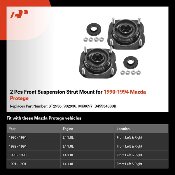 2 Pcs Front Suspension Strut Mount for 1990-1994 Mazda Protege