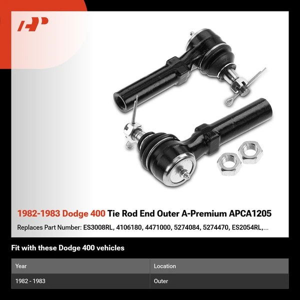 1982-1983 Dodge 400 Tie Rod End Outer A-Premium APCA1205