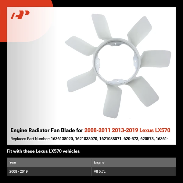 Engine Radiator Fan Blade for 2008-2011 2013-2019 Lexus LX570