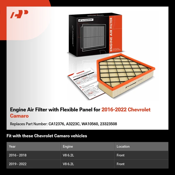 Engine Air Filter with Flexible Panel for 2016-2022 Chevrolet Camaro