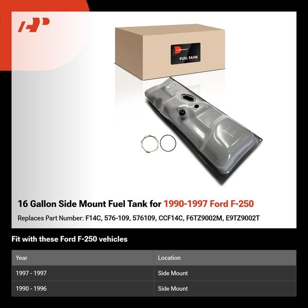 16 Gallon Side Mount Fuel Tank for 1990-1997 Ford F-250