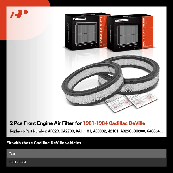 2 Pcs Front Engine Air Filter for 1981-1984 Cadillac DeVille