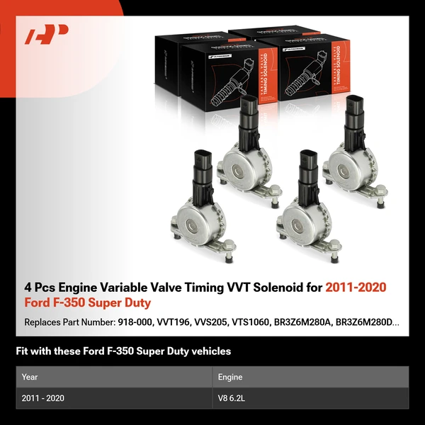 4 Pcs Engine Variable Valve Timing VVT Solenoid for 2011-2020 Ford F-350 Super Duty