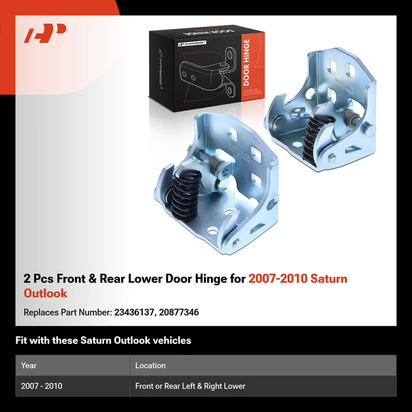 2 Pcs Front & Rear Lower Door Hinge for 2007-2010 Saturn Outlook