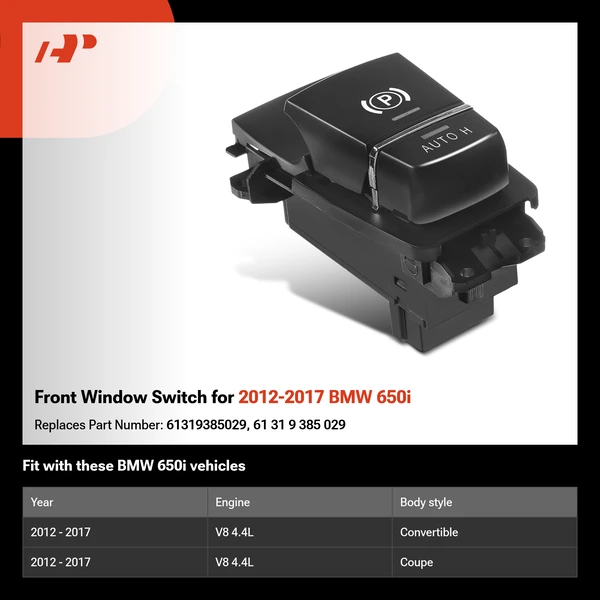 Front Window Switch for 2012-2017 BMW 650i