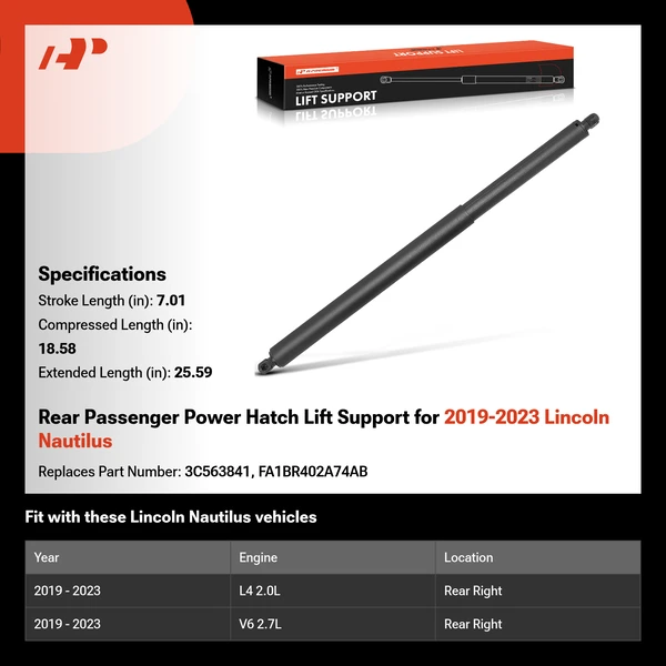 Rear Passenger Power Hatch Lift Support for 2019-2023 Lincoln Nautilus