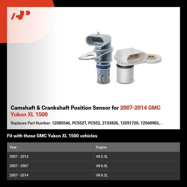 Camshaft & Crankshaft Position Sensor for 2007-2014 GMC Yukon XL 1500