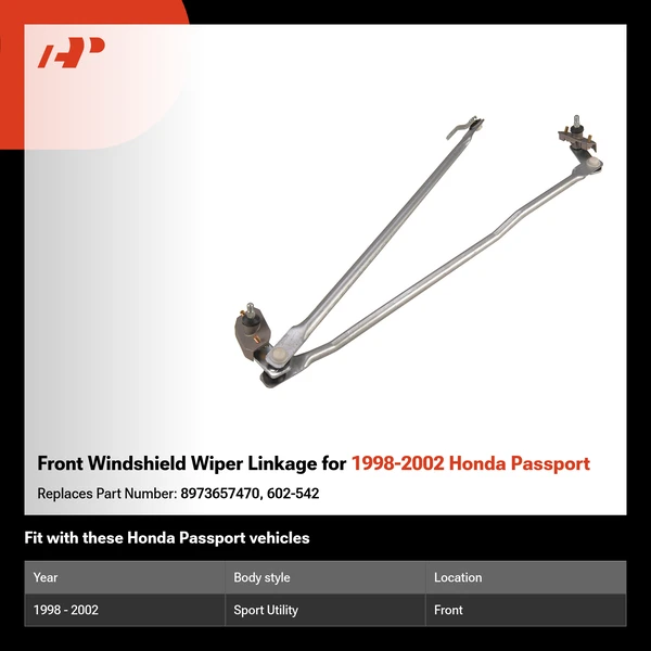Front Windshield Wiper Linkage for 1998-2002 Honda Passport