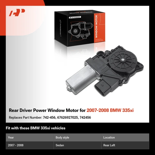 Rear Driver Power Window Motor for 2007-2008 BMW 335xi