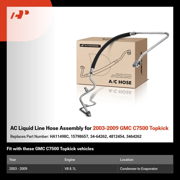 AC Liquid Line Hose Assembly for 2003-2009 GMC C7500 Topkick