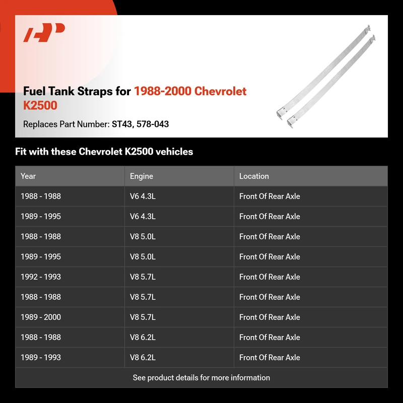 Fuel Tank Straps for 1988-2000 Chevrolet K2500