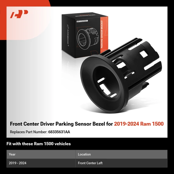 Front Center Driver Parking Sensor Bezel for 2019-2024 Ram 1500