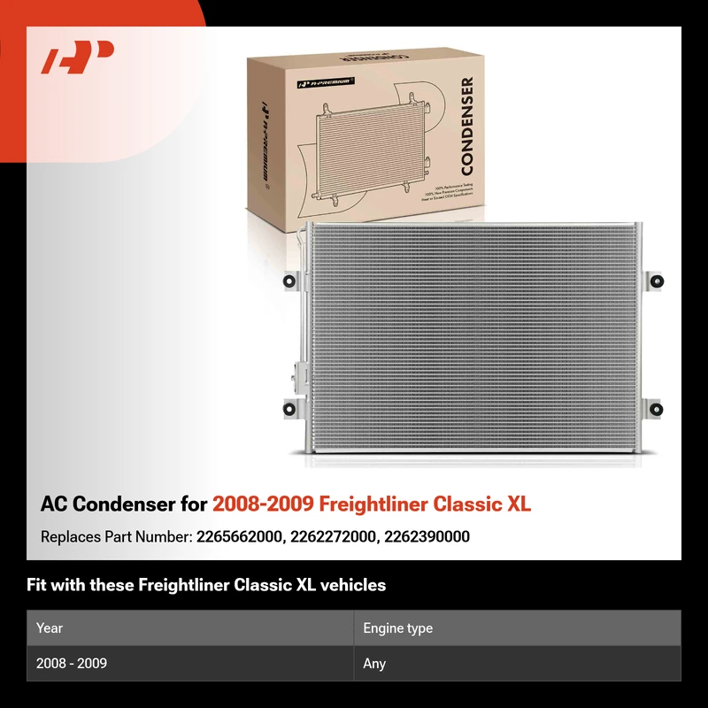 AC Condenser for 2008-2009 Freightliner Classic XL