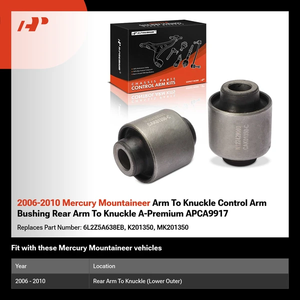 2006-2010 Mercury Mountaineer Arm To Knuckle Control Arm Bushing Rear Arm To Knuckle A-Premium APCA9917