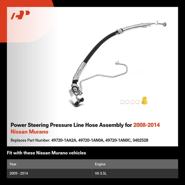 Power Steering Pressure Line Hose Assembly for 2008-2014 Nissan Murano