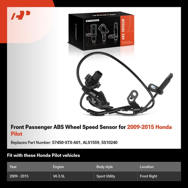 Front Passenger ABS Wheel Speed Sensor for 2009-2015 Honda Pilot