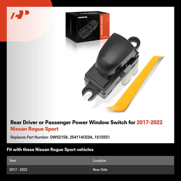 Rear Driver or Passenger Power Window Switch for 2017-2022 Nissan Rogue Sport