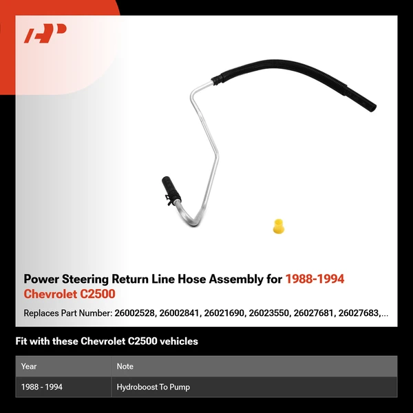 Power Steering Return Line Hose Assembly for 1988-1994 Chevrolet C2500