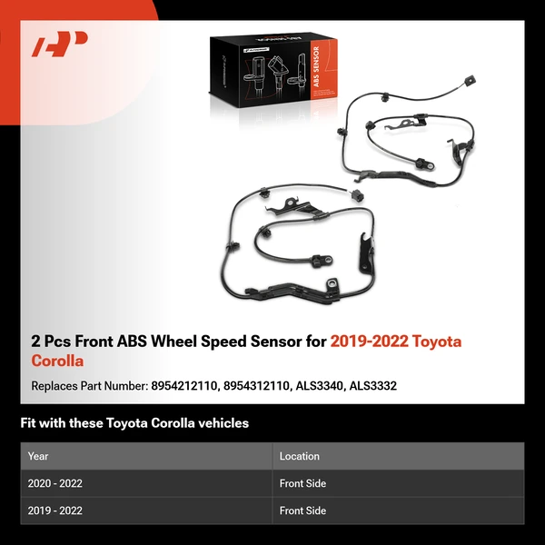 2 Pcs Front ABS Wheel Speed Sensor for 2019-2022 Toyota Corolla