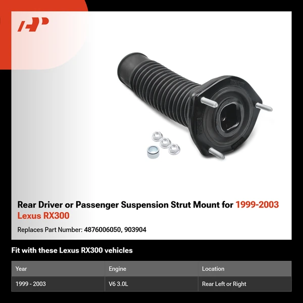 Rear Driver or Passenger Suspension Strut Mount for 1999-2003 Lexus RX300