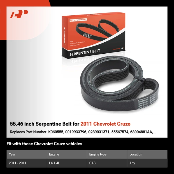 55.46 inch Serpentine Belt for 2011 Chevrolet Cruze