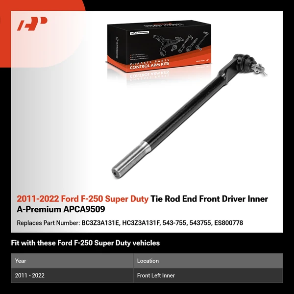 2011-2022 Ford F-250 Super Duty Tie Rod End Front Driver Inner A-Premium APCA9509