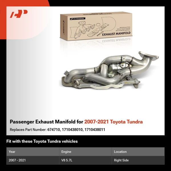Passenger Exhaust Manifold for 2007-2021 Toyota Tundra