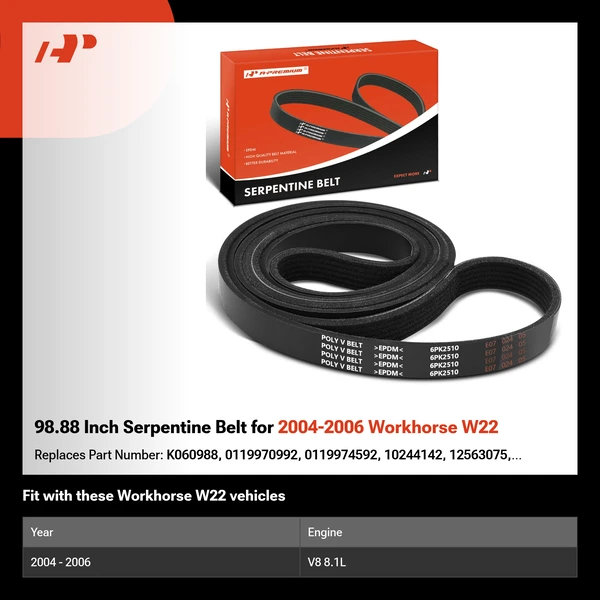 98.88 Inch Serpentine Belt for 2004-2006 Workhorse W22
