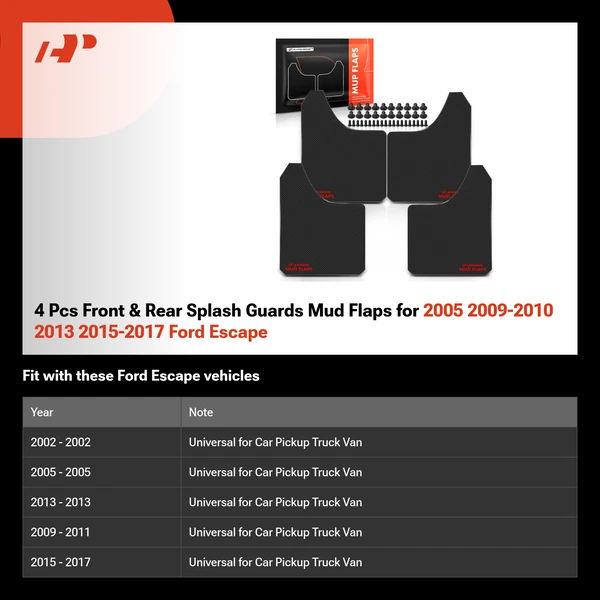 4 Pcs Front & Rear Splash Guards Mud Flaps for 2005 2009-2010 2013 2015-2017 Ford Escape