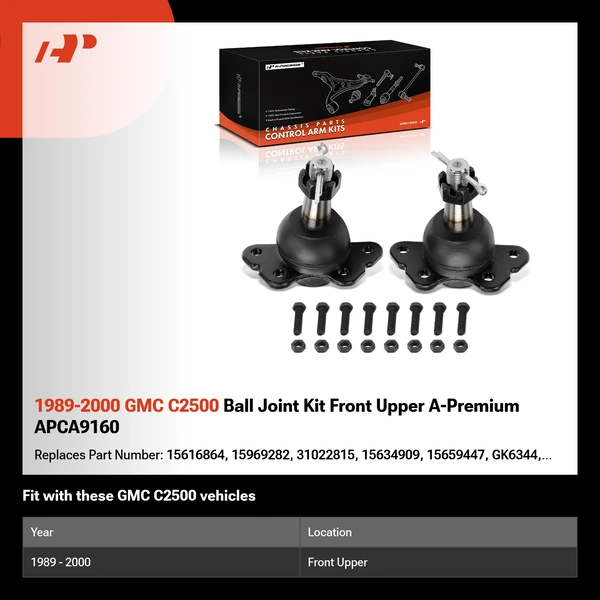 1989-2000 GMC C2500 Ball Joint Kit Front Upper A-Premium APCA9160