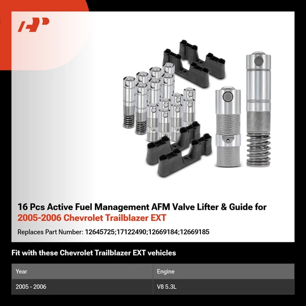 16 Pcs Active Fuel Management AFM Valve Lifter & Guide for 2005-2006 Chevrolet Trailblazer EXT
