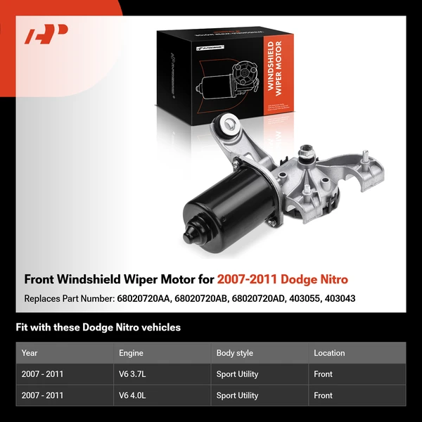 Front Windshield Wiper Motor for 2007-2011 Dodge Nitro