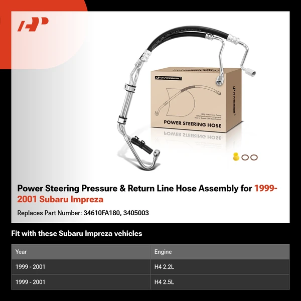 Power Steering Pressure & Return Line Hose Assembly for 1999-2001 Subaru Impreza