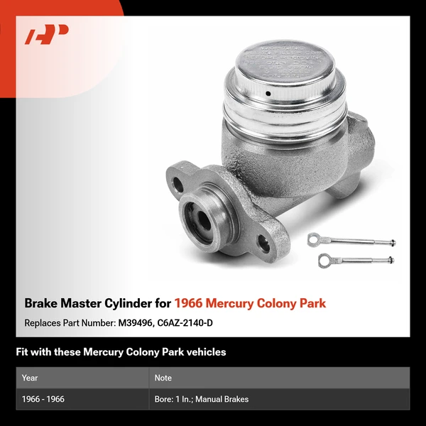 Brake Master Cylinder for 1966 Mercury Colony Park