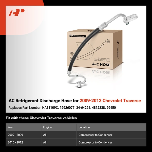 AC Refrigerant Discharge Hose  for 2009-2012 Chevrolet Traverse