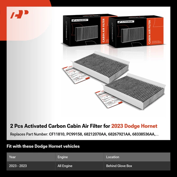 2 Pcs Activated Carbon Cabin Air Filter for 2023 Dodge Hornet