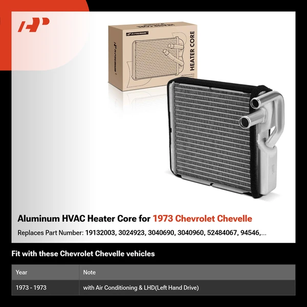 Aluminum HVAC Heater Core for 1973 Chevrolet Chevelle