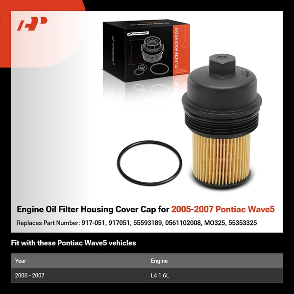 Engine Oil Filter Housing Cover Cap for 2005-2007 Pontiac Wave5